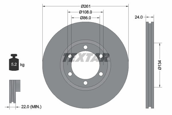 Disc frana punte fata (92234700 TEXTAR) KIA