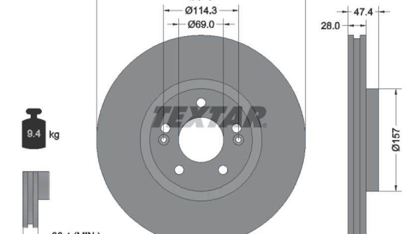 Disc frana punte fata (92237805 TEXTAR) HYUNDAI,HYUNDAI (BEIJING),KIA,KIA (DYK)