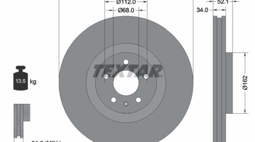 Disc frana punte fata (92238205 TEXTAR) AUDI,AUDI (FAW),VW (SVW)