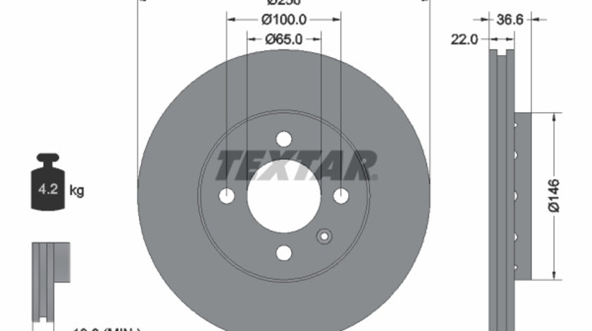 Disc frana punte fata (92239403 TEXTAR) SEAT,SKODA,VW