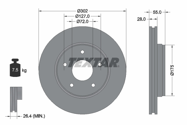 Disc frana punte fata (92253303 TEXTAR) JEEP