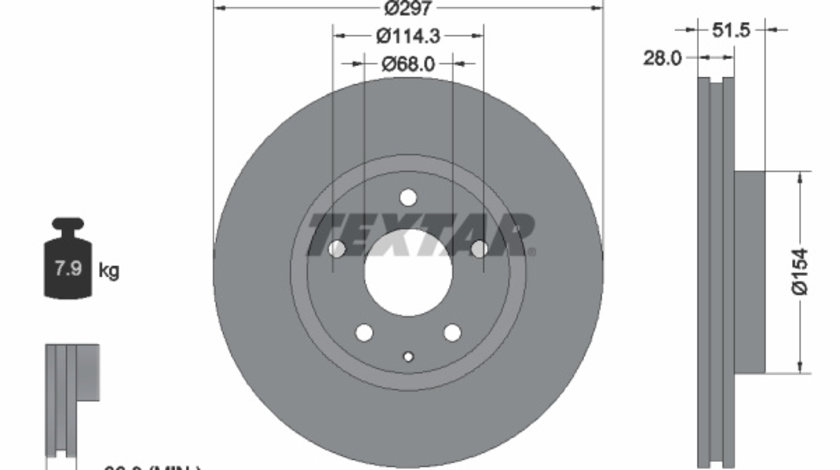 Disc frana punte fata (92257403 TEXTAR) HONGQI,MAZDA,MAZDA (CHANGAN),MAZDA (FAW)