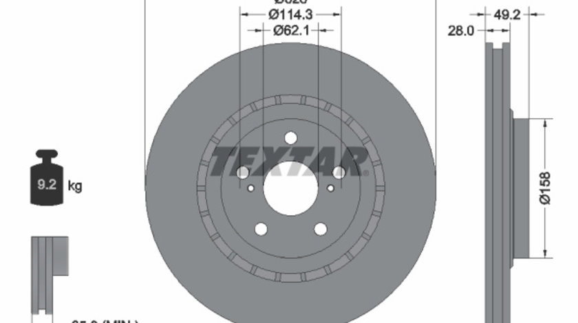 Disc frana punte fata (92259403 TEXTAR) LEXUS,TOYOTA,TOYOTA (GAC)