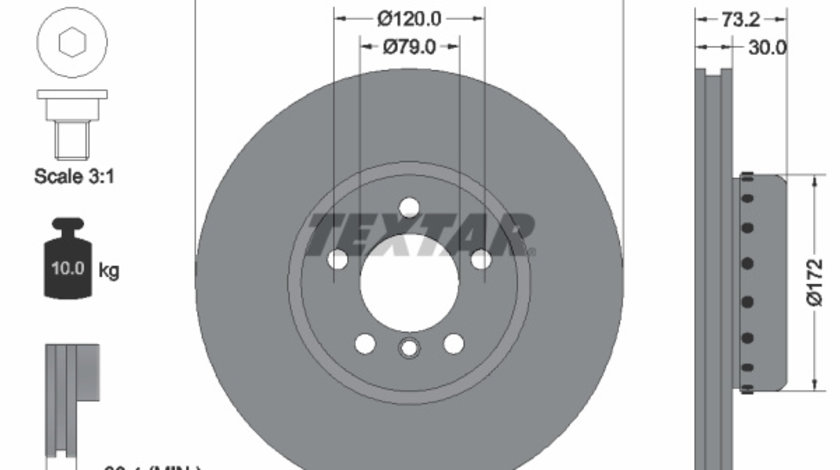 Disc frana punte fata (92264925 TEXTAR) BMW,BMW (BRILLIANCE)