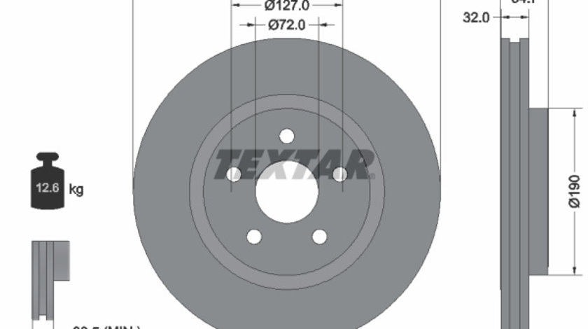 Disc frana punte fata (92272205 TEXTAR) DODGE,JEEP