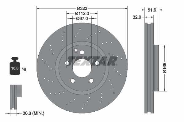 Disc frana punte fata (92277705 TEXTAR) MERCEDES-BENZ