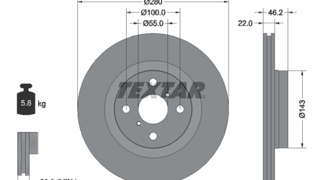 Disc frana punte fata (92287603 TEXTAR) TOYOTA