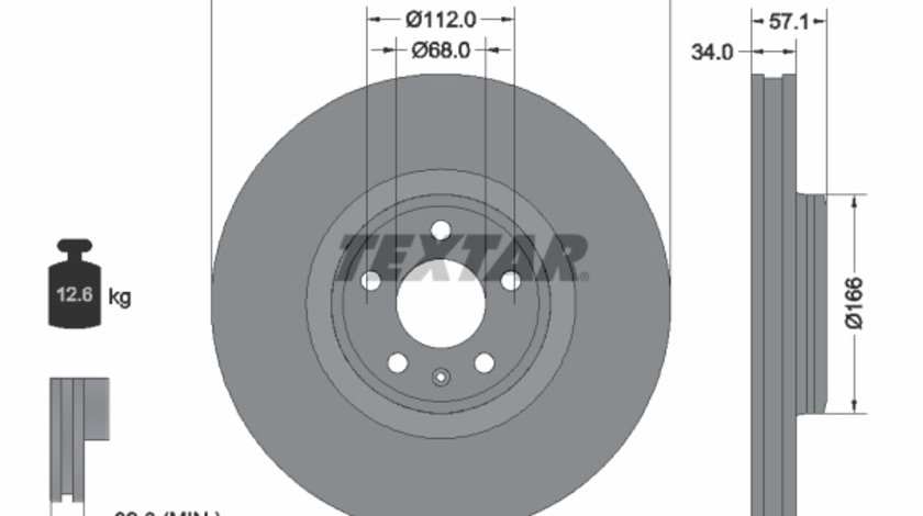 Disc frana punte fata (92289305 TEXTAR) AUDI,AUDI (FAW),VW