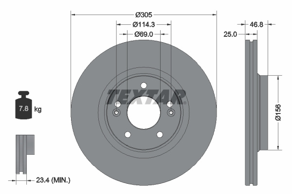 Disc frana punte fata (92292203 TEXTAR) HYUNDAI,HYUNDAI (BEIJING),KIA,KIA (DYK)