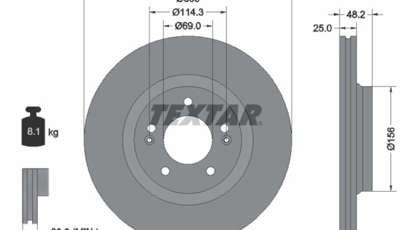 Disc frana punte fata (92333203 TEXTAR) HYUNDAI,HYUNDAI (BEIJING),KIA (DYK)