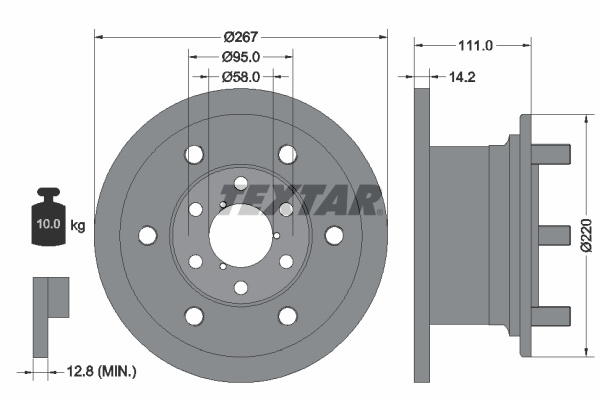 Disc frana punte fata (93019400 TEXTAR) ALFA ROMEO,IVECO