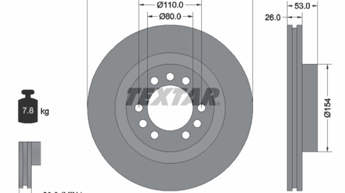 Disc frana punte fata (93127200 TEXTAR) IVECO