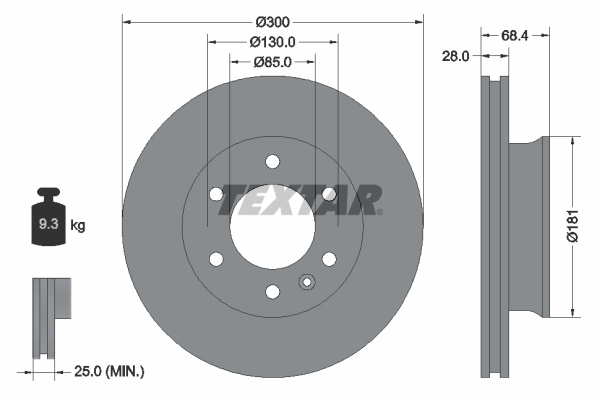 Disc frana punte fata (93143200 TEXTAR) DODGE,FREIGHTLINER,MERCEDES-BENZ,MERCEDES-BENZ (FJDA),VW