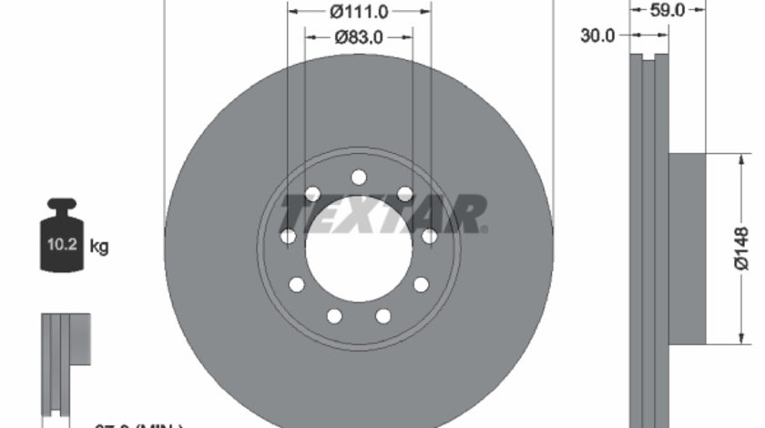 Disc frana punte fata (93177603 TEXTAR) IVECO