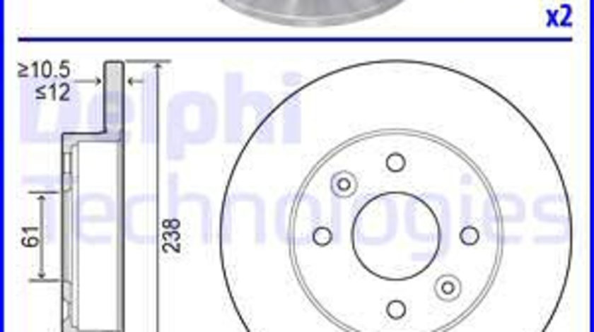 Disc frana punte fata (BG2217 DELPHI) DACIA,RENAULT