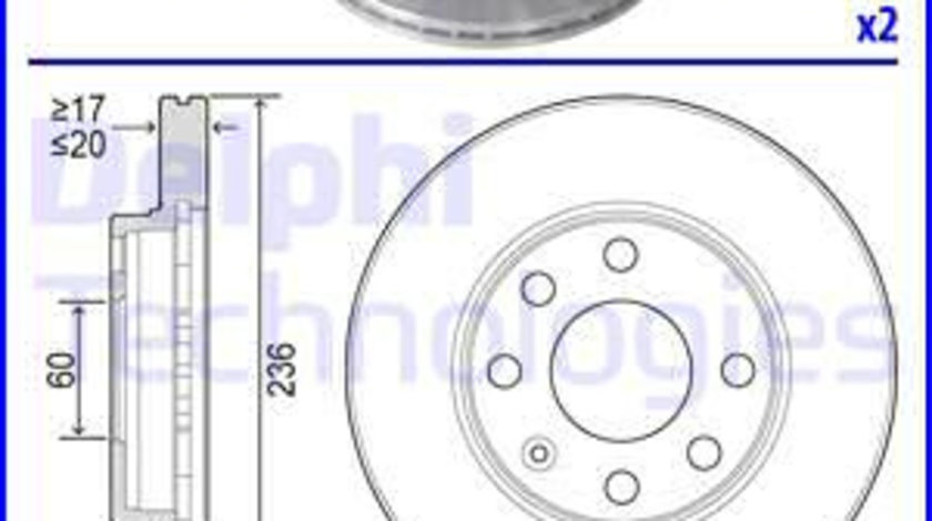 Disc frana punte fata (BG2278 DELPHI) BEDFORD,CHEVROLET,DAEWOO,OPEL,VAUXHALL