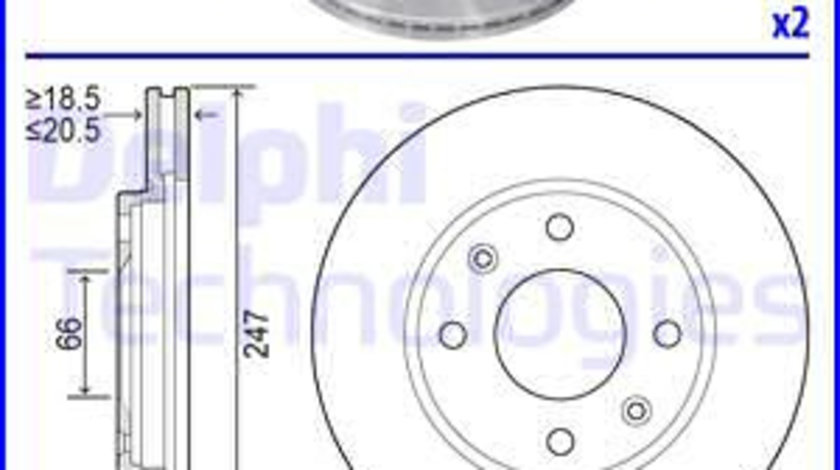 Disc frana punte fata (BG2444 DELPHI) Citroen,Citroen (DF-PSA),MEGA,PEUGEOT,PEUGEOT (DF-PSA)