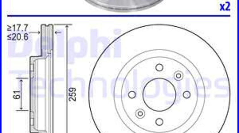 Disc frana punte fata (BG2625 DELPHI) DACIA,NISSAN,RENAULT