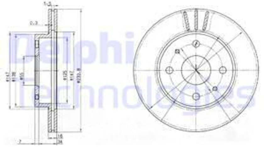 Disc frana punte fata (BG3555 DELPHI) DAIHATSU,SUBARU,TOYOTA