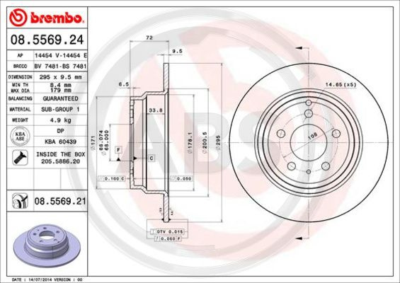 Disc frana puntea spate (08556921 ABS) VOLVO