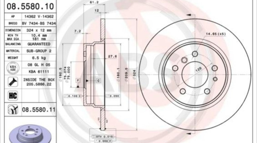 Disc frana puntea spate (08558011 ABS) BMW