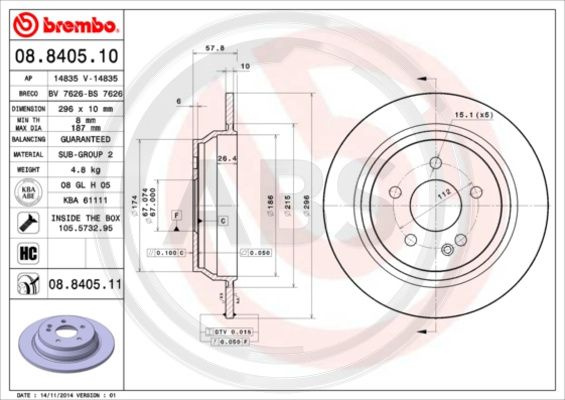 Disc frana puntea spate (08840511 ABS) MERCEDES-BENZ,MERCEDES-BENZ (FJDA)