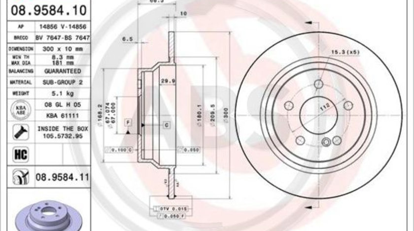 Disc frana puntea spate (08958411 ABS) MERCEDES-BENZ,MERCEDES-BENZ (BBDC)