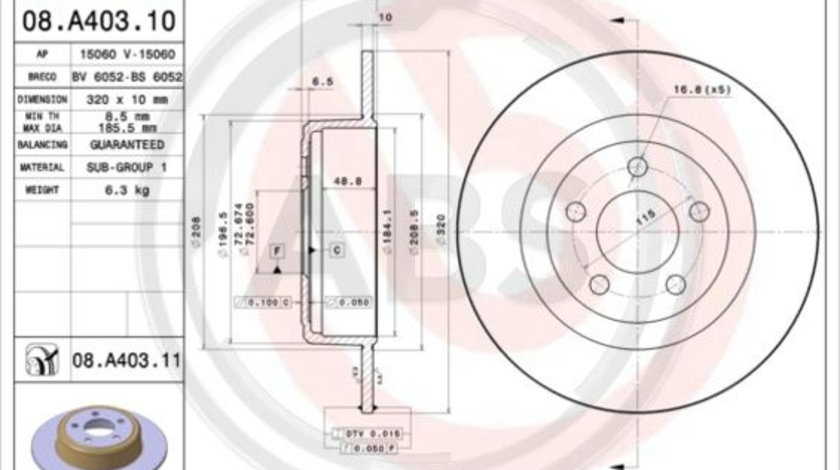 Disc frana puntea spate (08A40311 ABS) CHRYSLER,DODGE