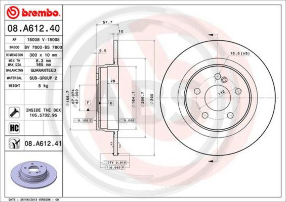 Disc frana puntea spate (08A61241 ABS) MERCEDES-BENZ,MERCEDES-BENZ (BBDC)