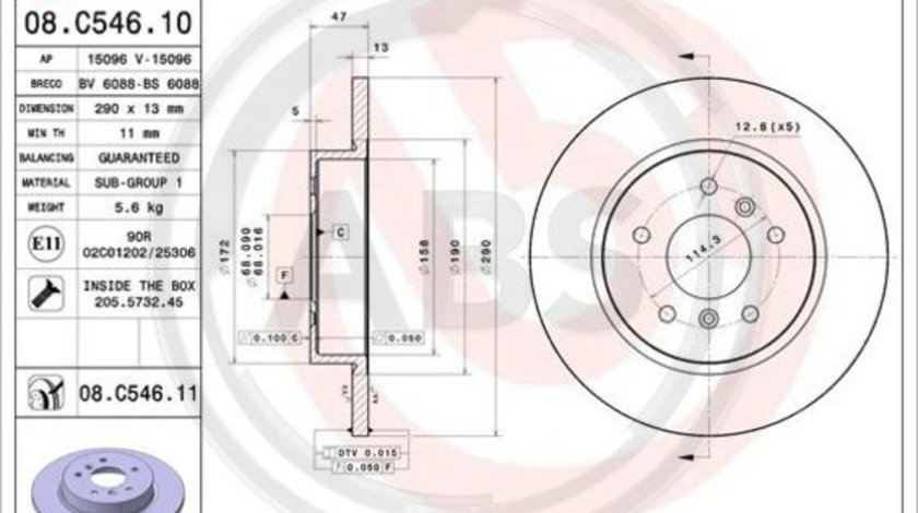 Disc frana puntea spate (08C54611 ABS) NISSAN,RENAULT