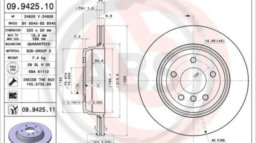 Disc frana puntea spate (09942511 ABS) BMW,BMW (BRILLIANCE)