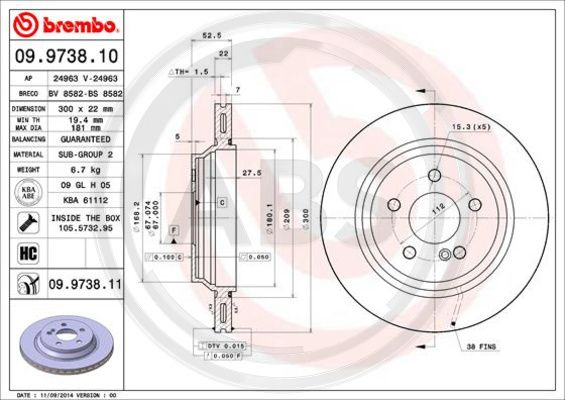 Disc frana puntea spate (09973811 ABS) MERCEDES-BENZ