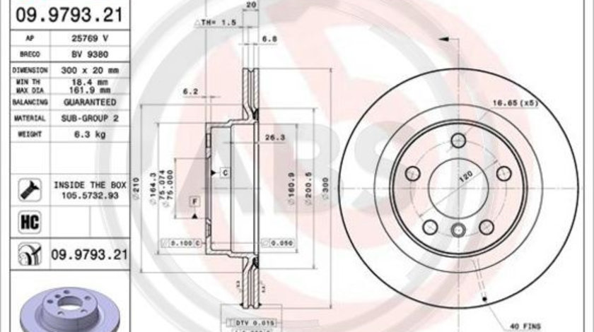 Disc frana puntea spate (09979321 ABS) BMW