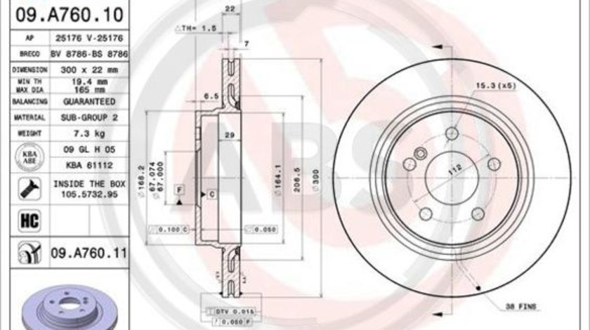 Disc frana puntea spate (09A76011 ABS) MERCEDES-BENZ,MERCEDES-BENZ (BBDC)