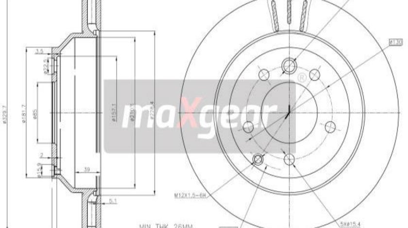 Disc frana puntea spate (191833MAX MAXGEAR) AUDI,PORSCHE,VW