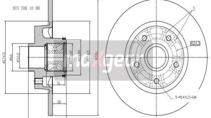 Disc frana puntea spate (193230MAX MAXGEAR) FIAT,NISSAN,OPEL,RENAULT,VAUXHALL