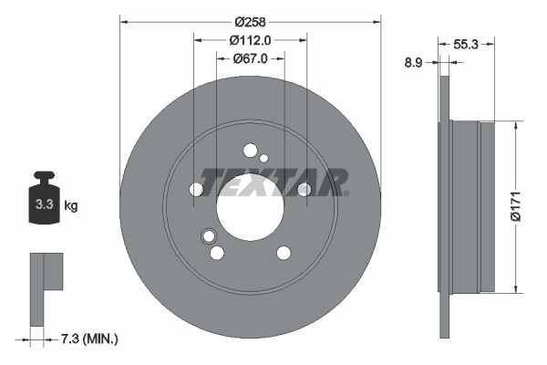 Disc frana puntea spate (92032003 TEXTAR) MERCEDES-BENZ