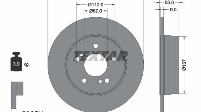 Disc frana puntea spate (92032703 TEXTAR) CHRYSLER,MERCEDES-BENZ