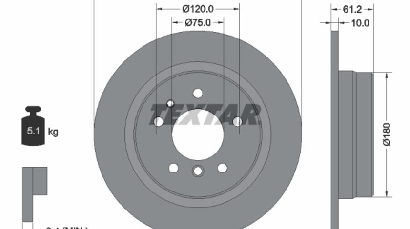 Disc frana puntea spate (92042303 TEXTAR) BMW