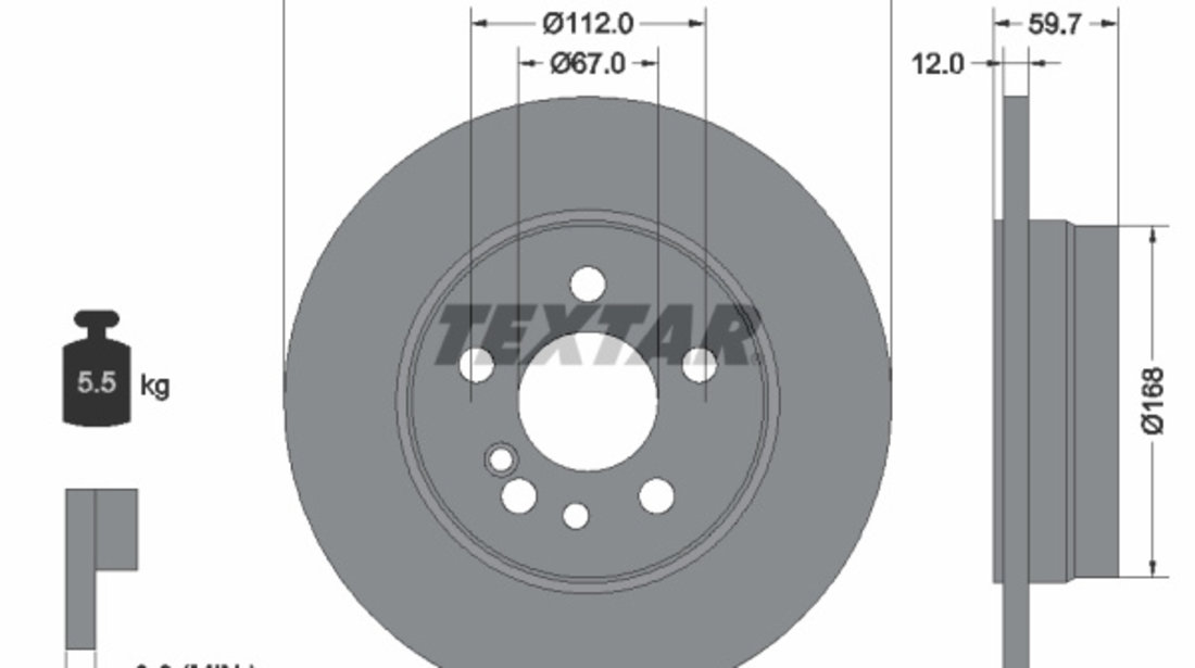 Disc frana puntea spate (92056900 TEXTAR) MERCEDES-BENZ