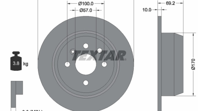 Disc frana puntea spate (92057000 TEXTAR) HOLDEN,OPEL,VAUXHALL