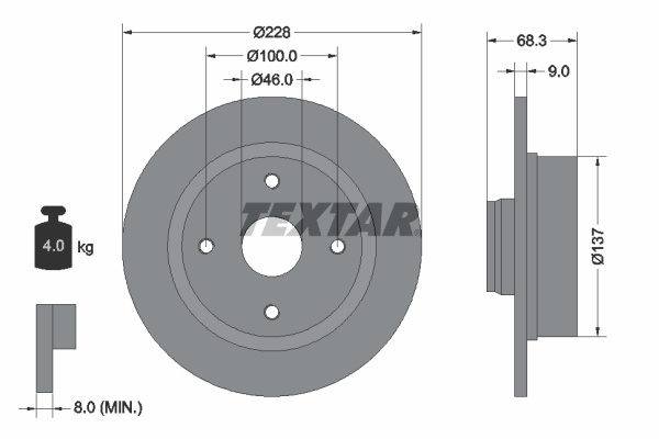 Disc frana puntea spate (92066100 TEXTAR) VOLVO