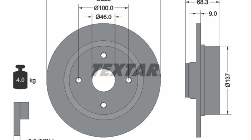 Disc frana puntea spate (92066100 TEXTAR) VOLVO