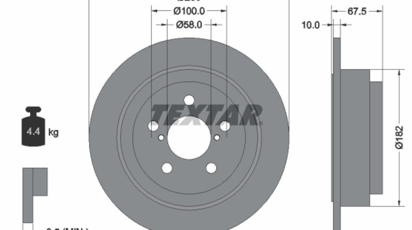 Disc frana puntea spate (92082000 TEXTAR) SAAB,SUBARU