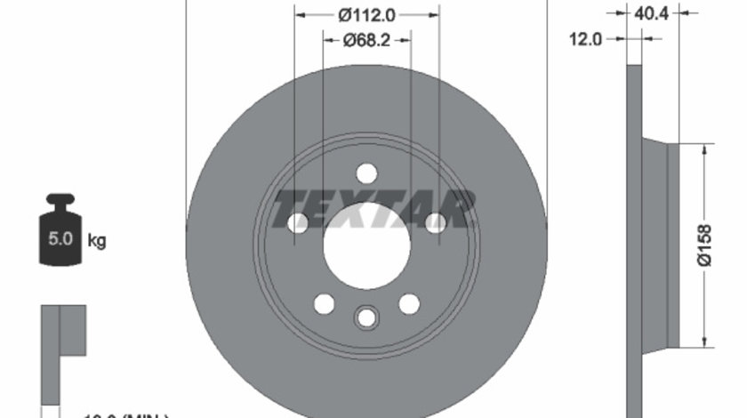 Disc frana puntea spate (92083903 TEXTAR) VW