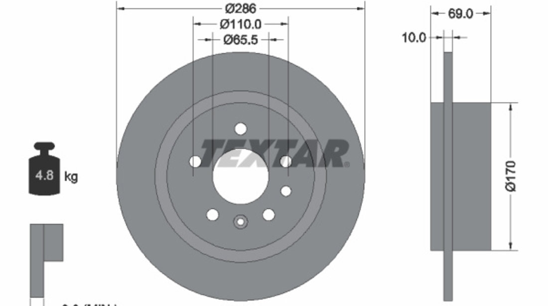 Disc frana puntea spate (92100200 TEXTAR) BAIC,SAAB