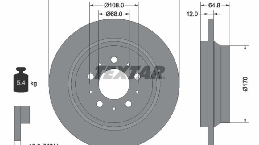 Disc frana puntea spate (92100703 TEXTAR) VOLVO