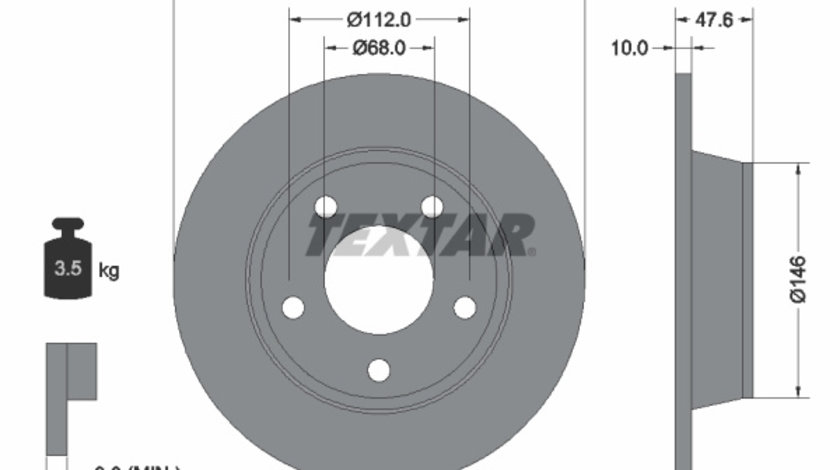 Disc frana puntea spate (92117303 TEXTAR) AUDI