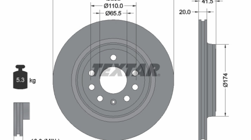 Disc frana puntea spate (92118403 TEXTAR) CADILLAC,CHEVROLET,FERRARI,FIAT,HOLDEN,OPEL,SAAB,VAUXHALL