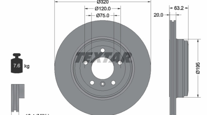 Disc frana puntea spate (92122703 TEXTAR) BMW,BMW (BRILLIANCE),CHEVROLET